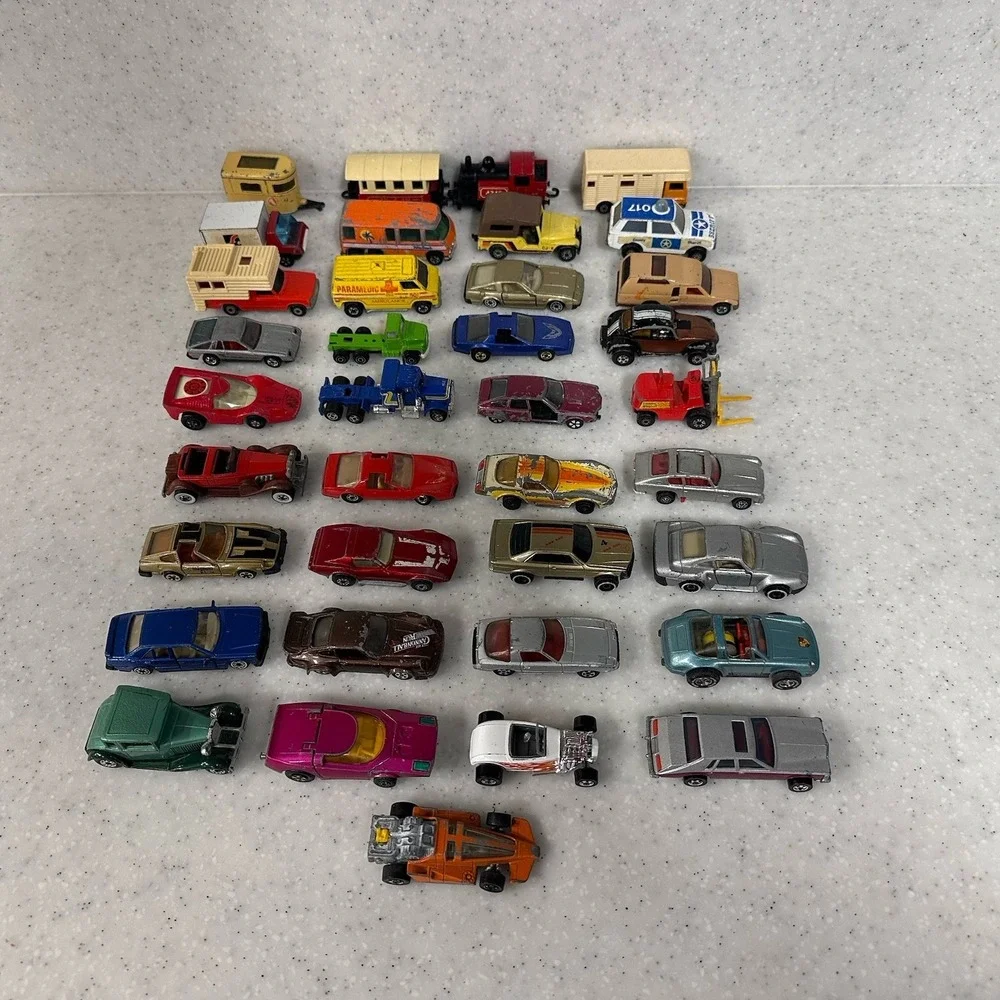 Lot Of 37 Vintage Matchbox Hot Wheels Ertl Cars 70s 80s Classic Metal Diecast